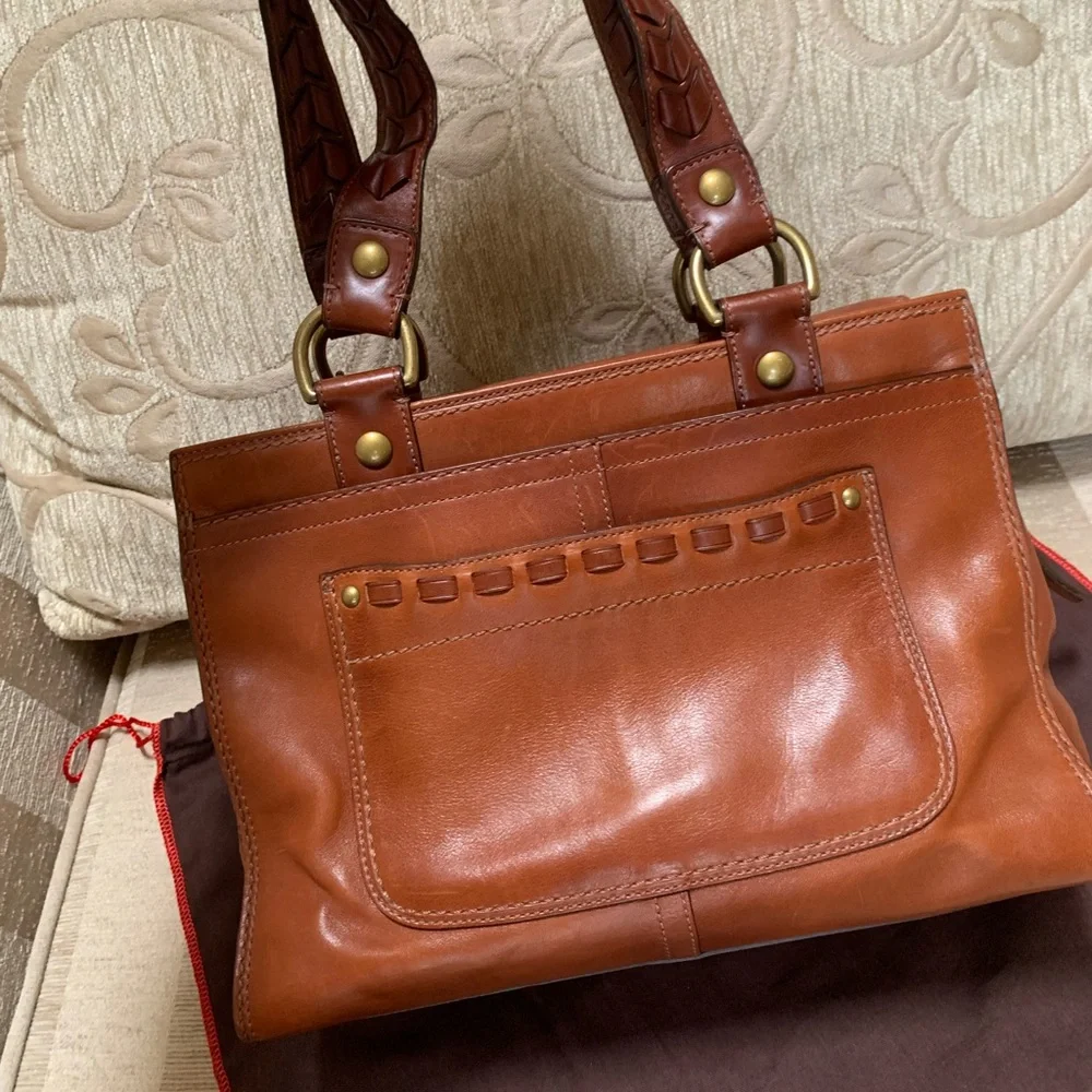 Coach Large Bleecker Burnished Leather British Tan Shoulder Bag - Picture 3 of 16